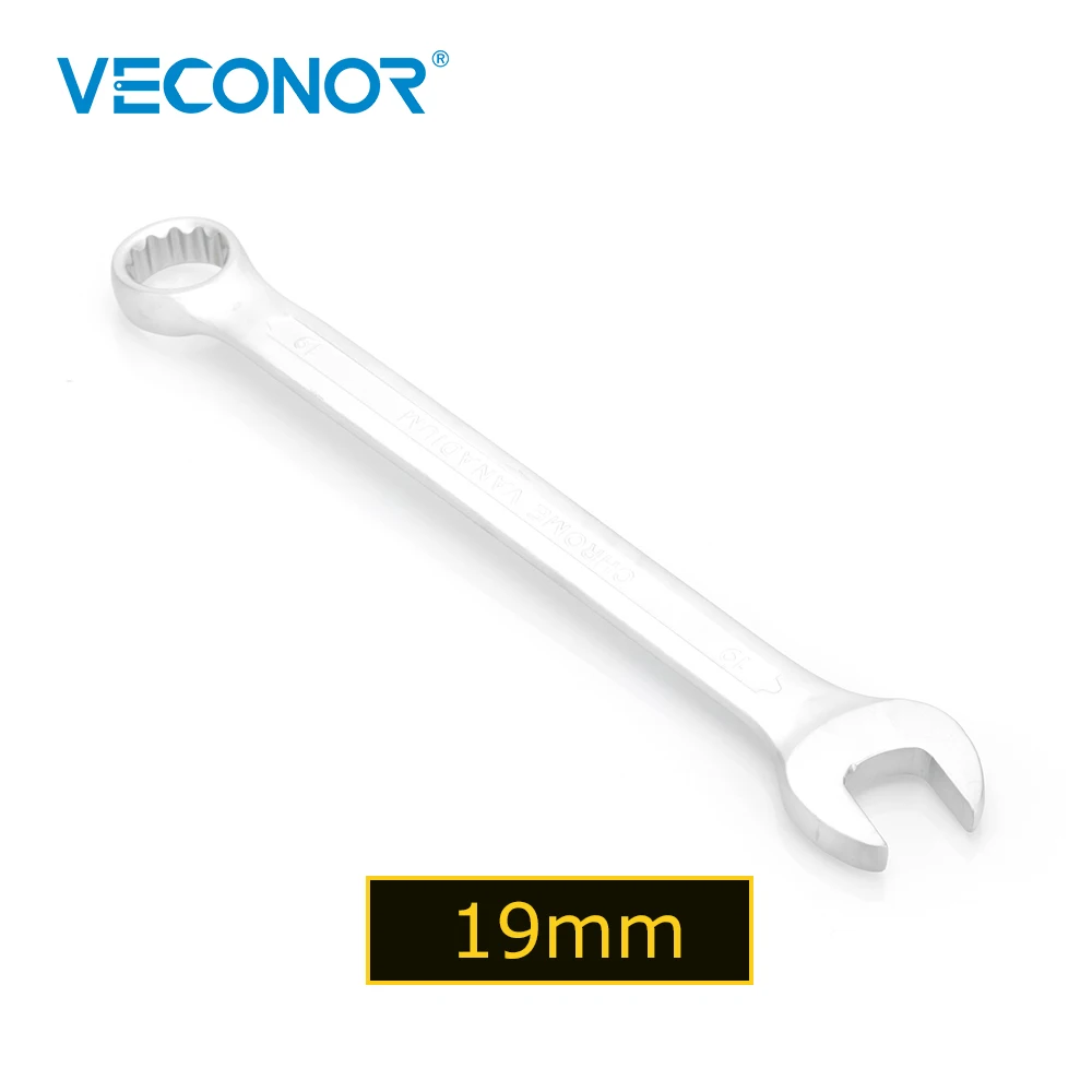 Veconor 19 mm Chave de Combinação de Extremidade de Caixa Aberta Cromo Vanádio Anel Aberto Combinação Chave Inglesa Ferramentas Manuais de Reparo de Carro Doméstico 19 mm