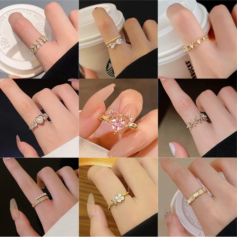 Light Luxury High-grade Sense Pearl Ring Female Retro Niche Zircon Open Ring Ins Style Hand Jewelry