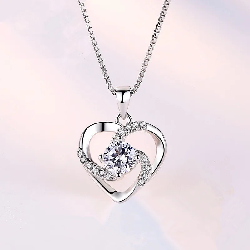 925 Sterling Silver Necklace Single Sparkling Zircon Clavicle Chain for Women Wedding Jewelry 18k Gold Plated