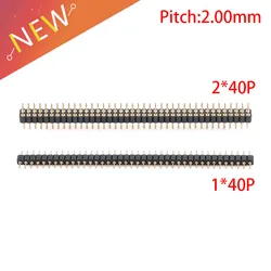 2 pz passo 2.0mm 1x40 2*40 Pin maschio singola doppia fila Pin dritto Header Strip placcato oro 40 P connettore