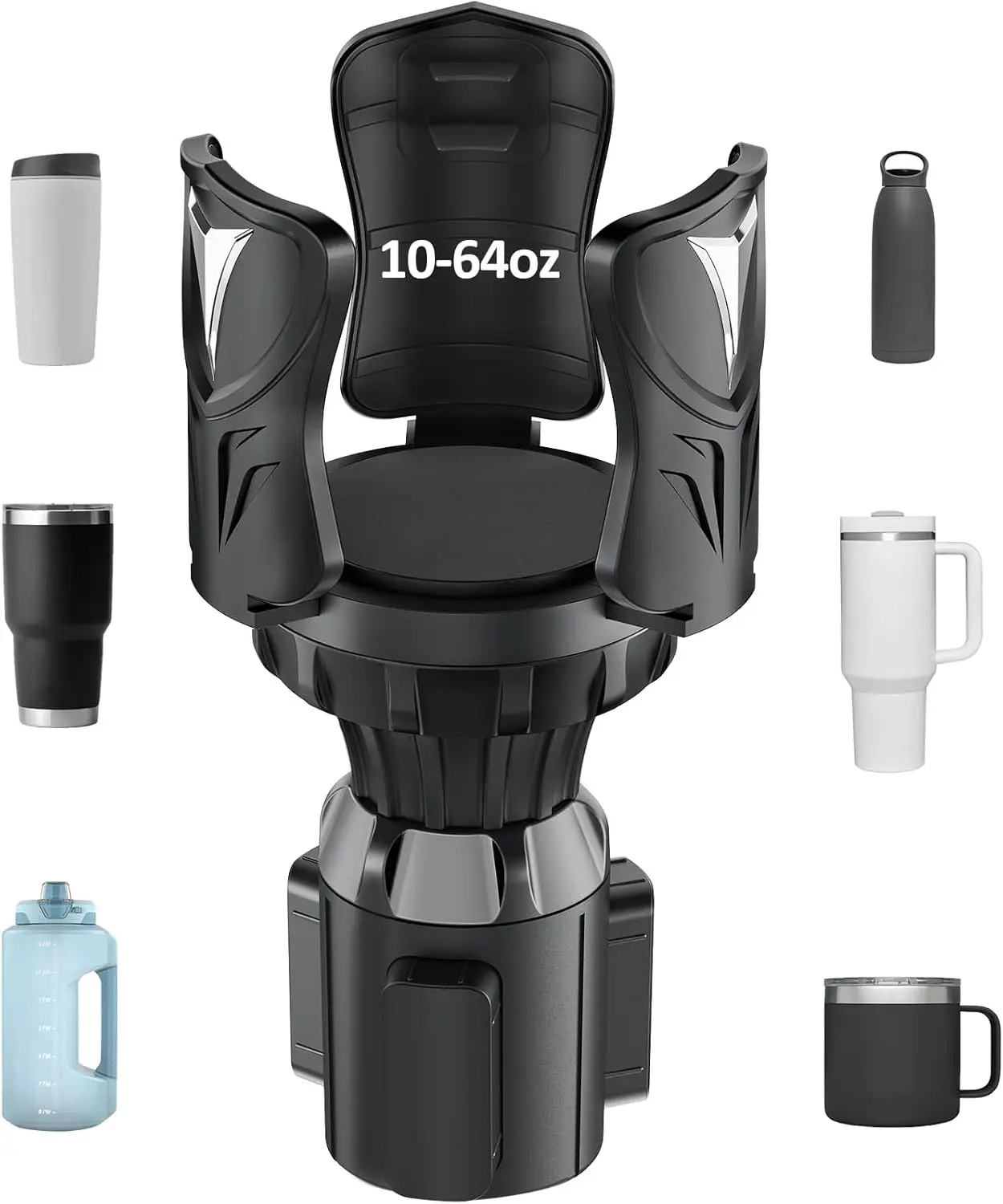 

Adjustable Car Cup Holder Expander with Expandable Arm and Base- Cupholder Adapter Extended from 2.4" to 5.5" for 10-64oz Large