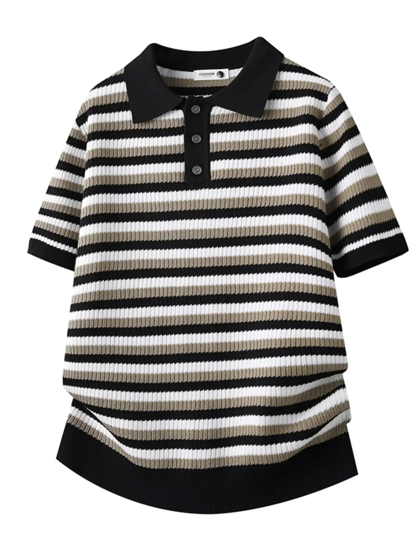 Summer Business Fashion Men's Knit Polo Shirt Casual Soft British Style T-Shirt Short-Sleeve Lapel Comfort Outdoor-Homewear Tops