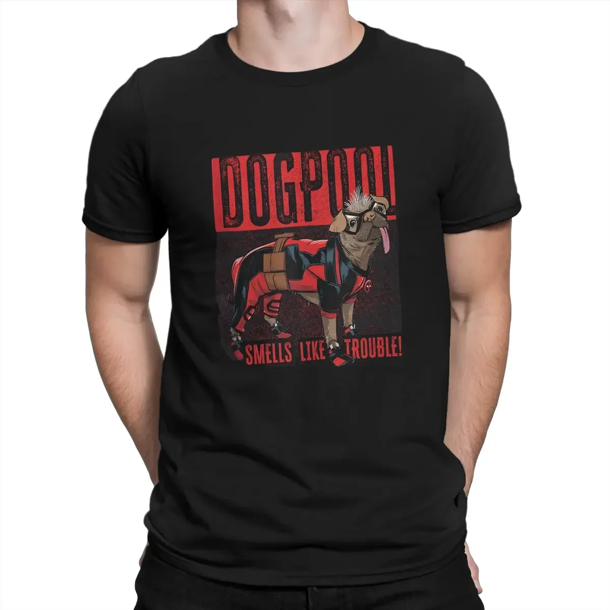 Vintage Dogpool  Trouble Logo T-Shirt O Neck T Shirt Disney Marvel Deadpool And Wolverine Short Sleeve Tee Shirt