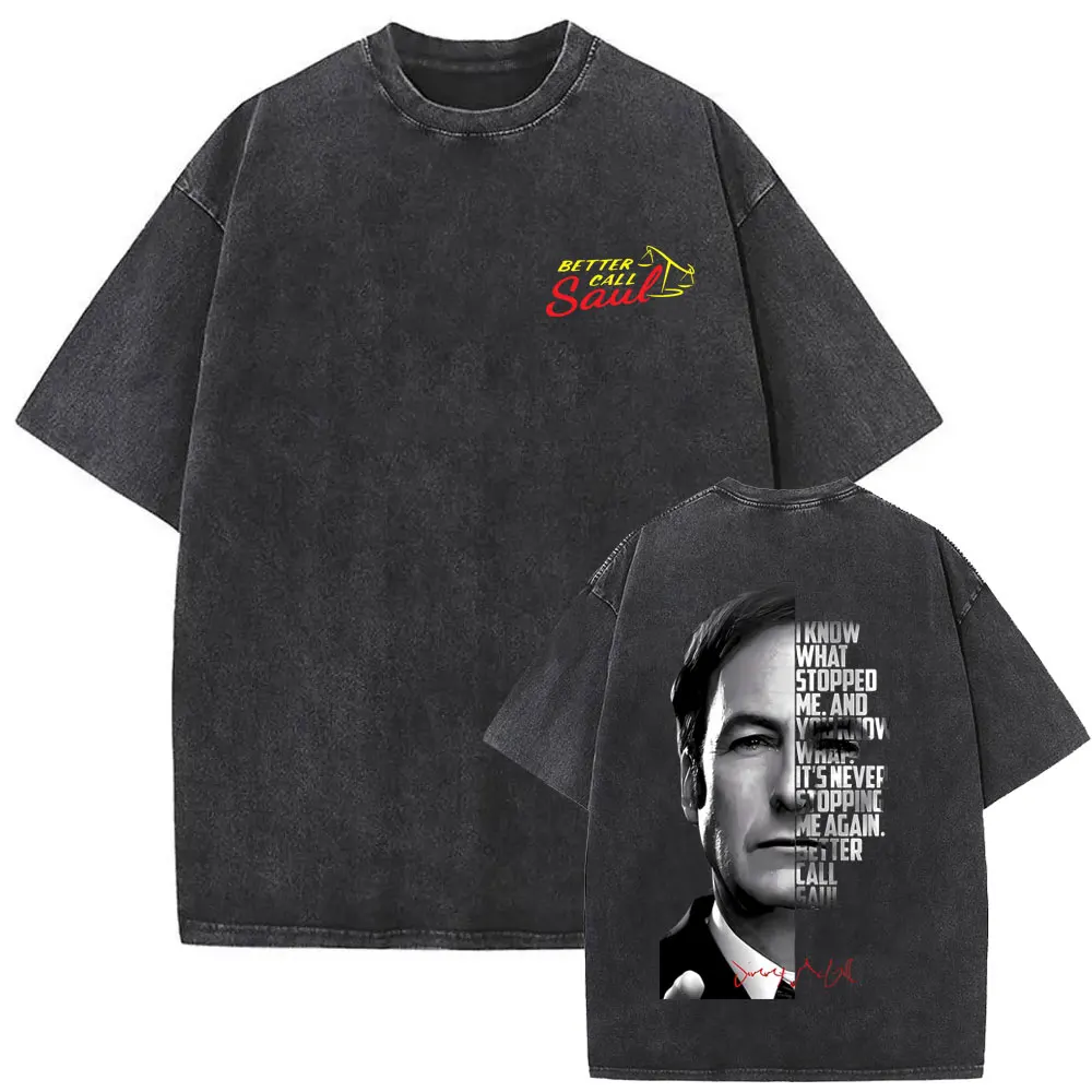 Washed Vintage Better Call Saul Face Graphic T-shirt Heisenberg Breaking Bad T Shirt Men Women Retro Oversized T-shirts Fan Gift