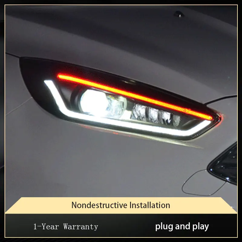 Headlights Styling For Ford Focus 2015 2016 2017 2018 Animation LED Head Lamp DRL Front Day Running Light Signal Car Accessories