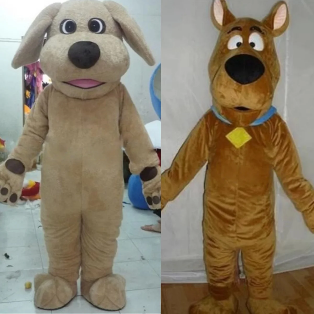 Disfraz de mascota perro marrón de peluche, trajes de Cosplay de cuerpo completo para adultos, personaje de dibujos animados, vestido elegante de Halloween, fiesta, Animal, Carnaval Pro