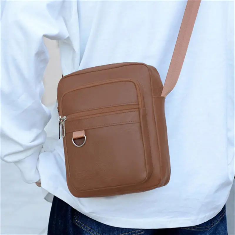 Mode hommes sac à bandoulière affaires en cuir PU sacs à bandoulière hommes solide sac de messager hommes sac à fermeture éclair sac décontracté