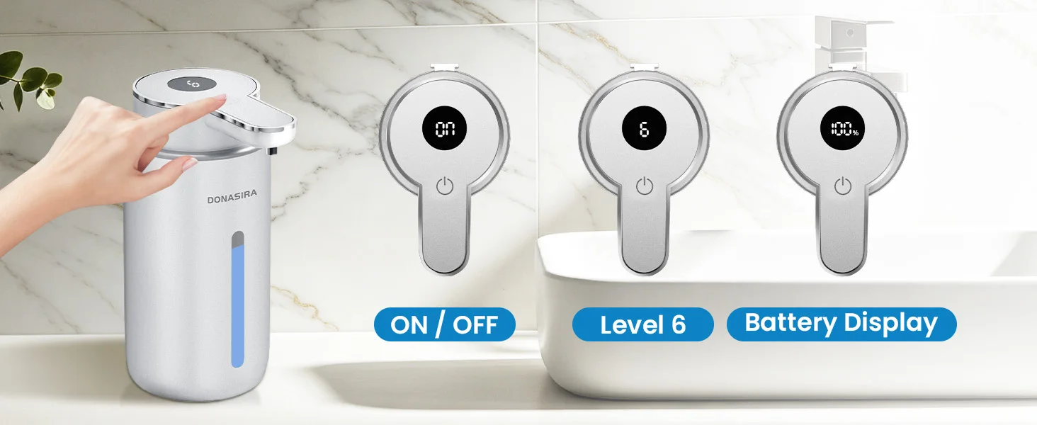 420ML Berührungsloser Digitaler Seifenspender mit 6-stufiger Schaum-/Flüssigkeitsregulierung, Automatischer Intelligenter Sensor-Handdesinfektionsmittel-Pumpspender – Detail 4