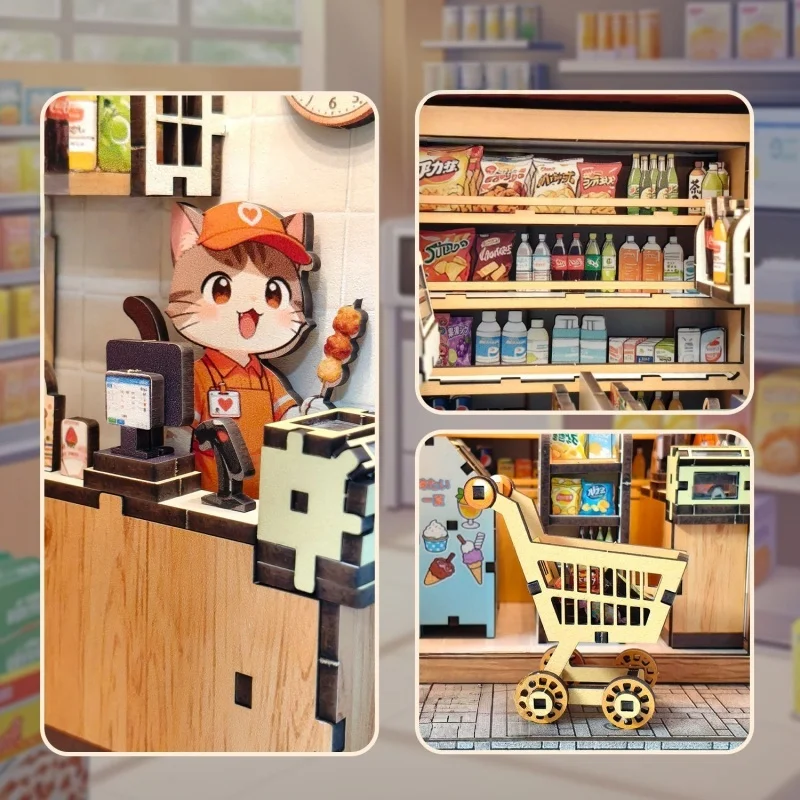 OUZEY Casa de quebra-cabeça 3D DIY estilo japonês - Kit de construção de modelo criativo Sakura & Wisteria Alley, decoração de estante para adolescentes