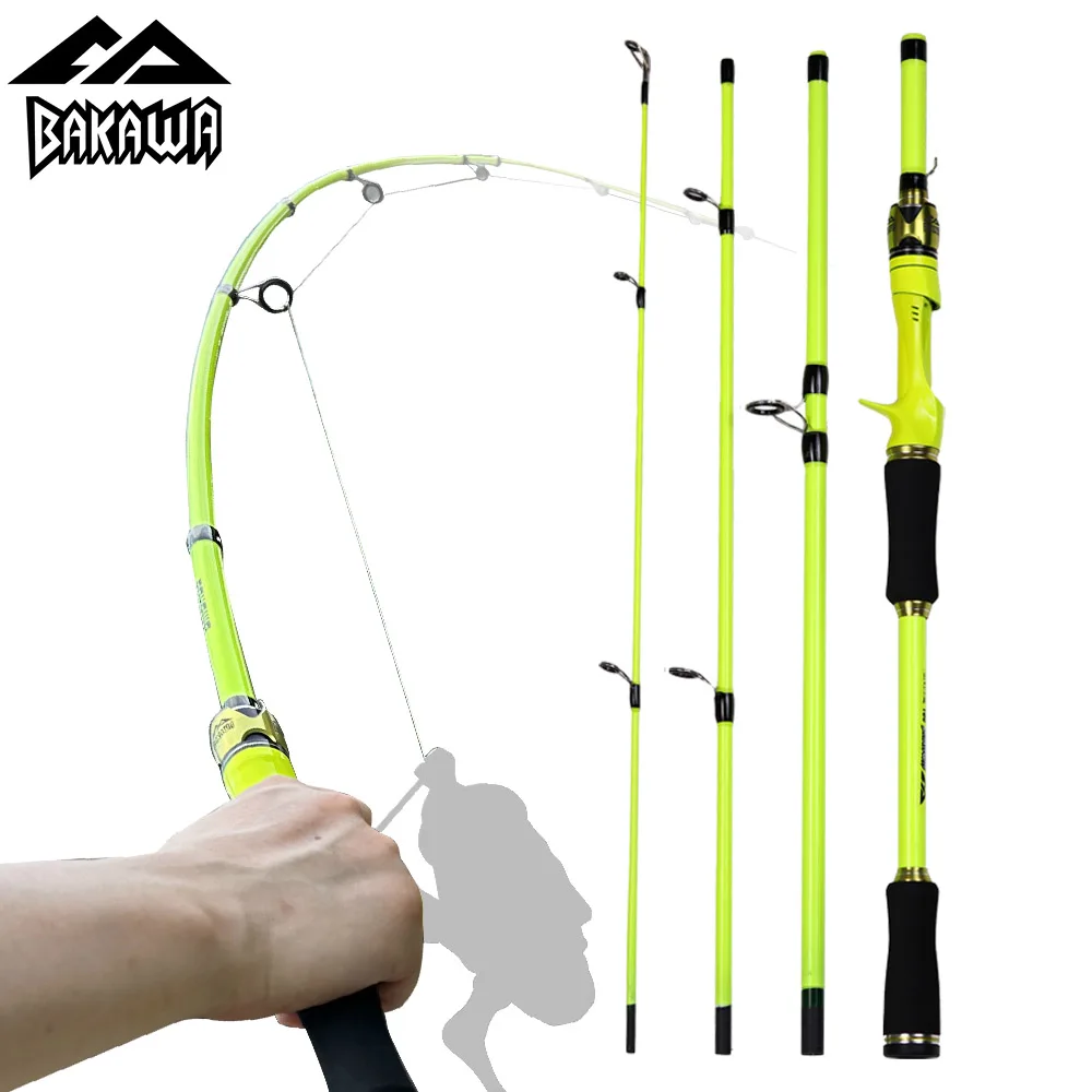 

BAKAWA Spinning Fishing Rod 1.8M 2.1M 4 Section Casting Power UltraLight Portable Lure Feeder Pole Pesca EVA Handle Fish Tackle