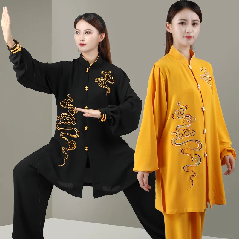 Chinese Tai Chi Uniform Clouds Embroidery Wushu Taiji Tai Chi Kung Fu Martial Stage Performance Set