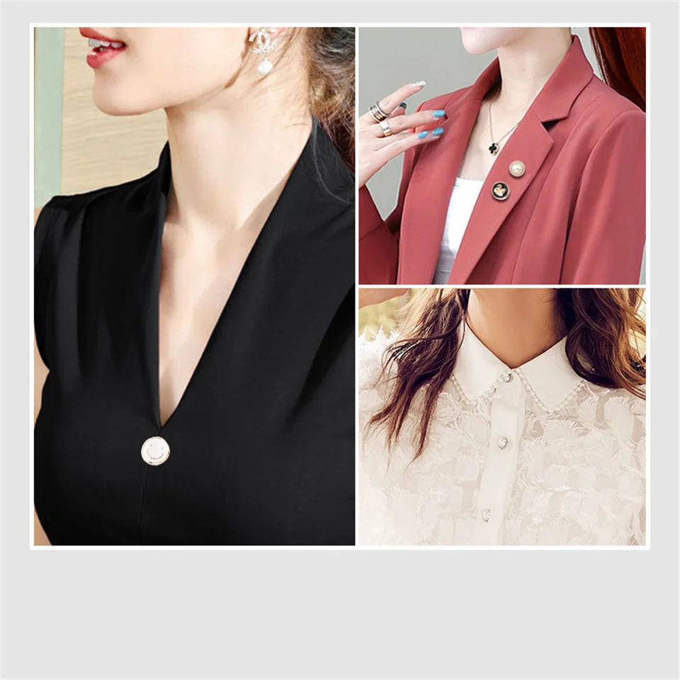 Fashion Magnet Concealed Buckle Detachable Shirt Adjustment Pearl Buttons Nail-free Brooch Decorative Button Set