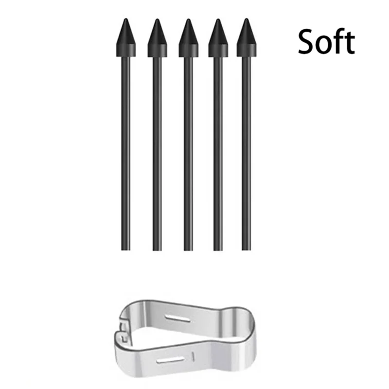 For Samsung S6 Stylus Nib Felt Refill S7 Series Nib N10 N20 Series Multifunction Soft Tip 5 Nibs 1 Clip,Black