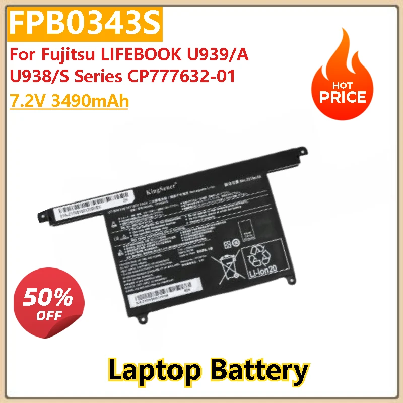 

100% New 7.2V 3490mAh High Quality Laptop Battery FPB0343S FPCBP544 For Fujitsu LIFEBOOK U939/A U938/S Series CP777632-01