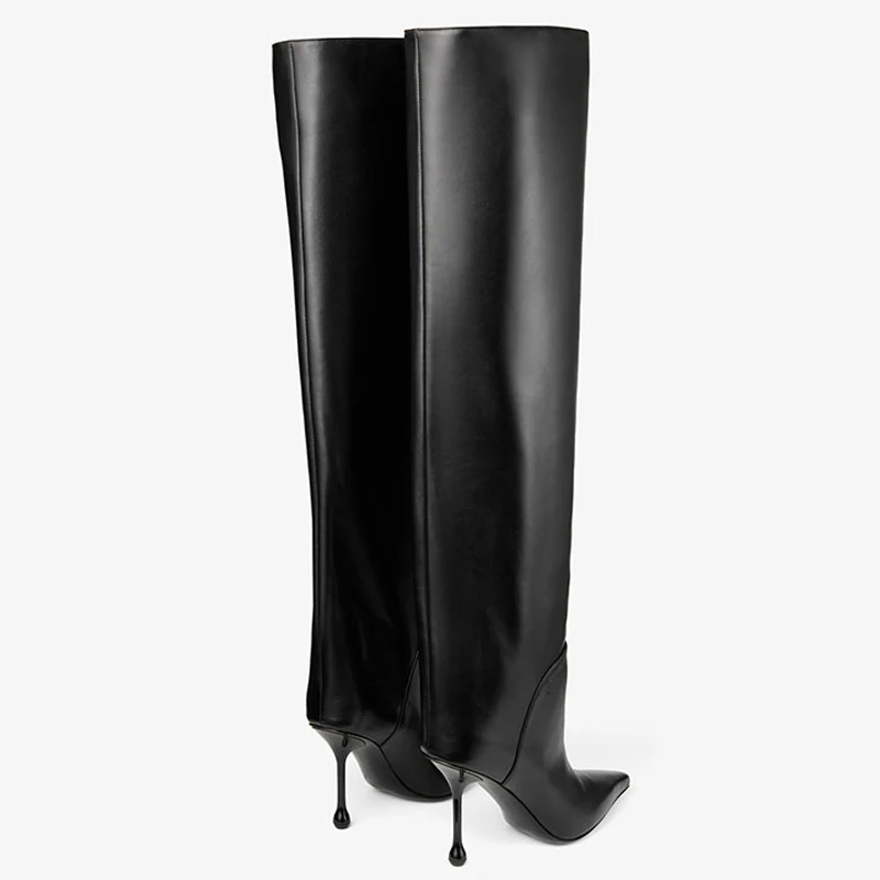 Women Custom Heeled Long Boots High Heels Pointy Toe Sexy Knee High Booties Slip On Stiletto Dress Stiletto Shoes