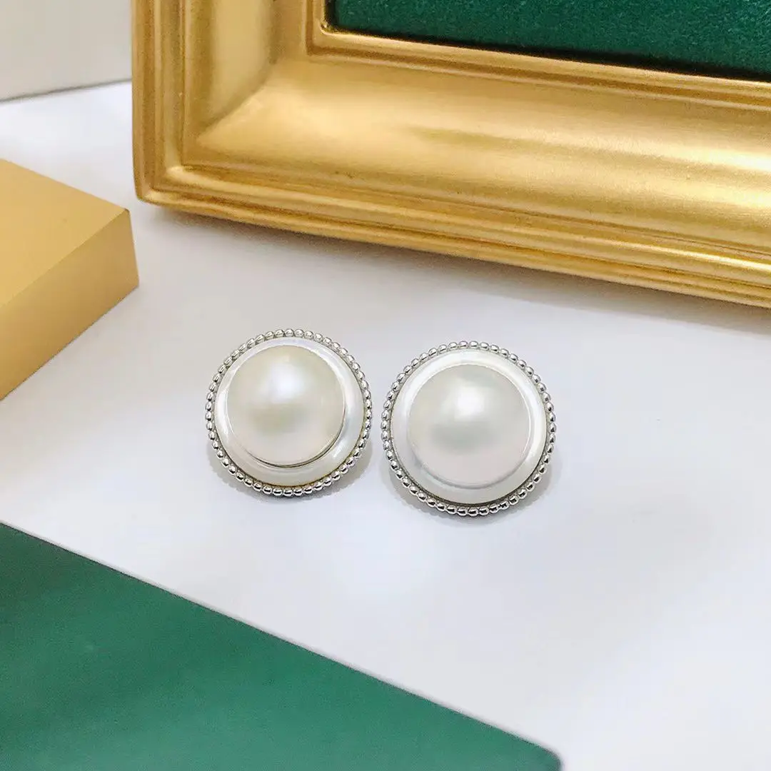 Wholesale S925 Sterling Silver Earrings Mount Findings Settings Base Mounting Parts Accessory for 11-12mm Pearls 5 pairs/lot