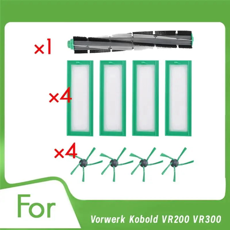

Прочные аксессуары для пылесосов A56T для Vorwerk Kobold VR200 VR300 - 9 предметов, включая боковые щетки, ролик и HEPA-фильтр
