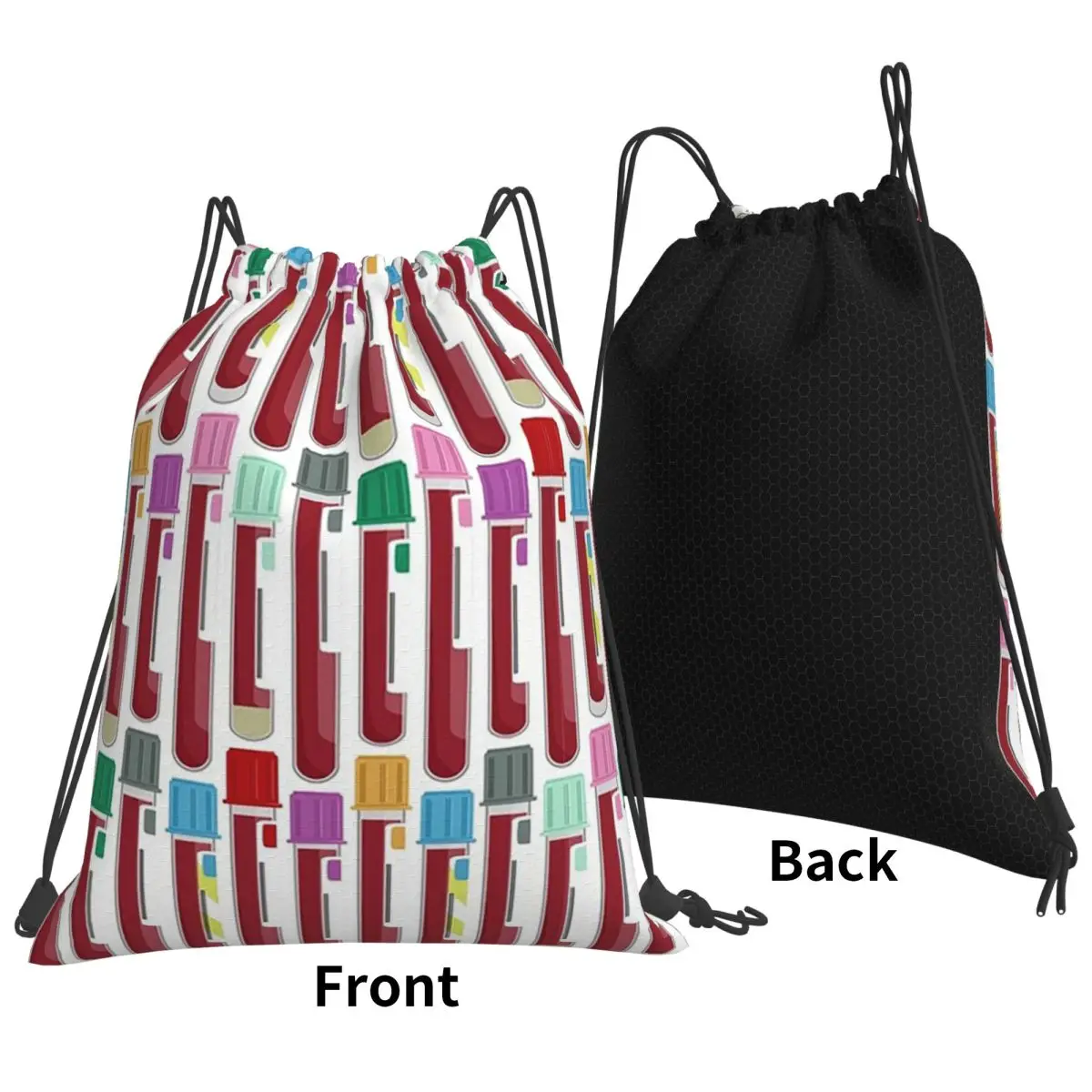 Phlebotomy Blood Tubes Backpacks Portable Drawstring Bundle Pocket Sports Bag Book Bags for Travel Students