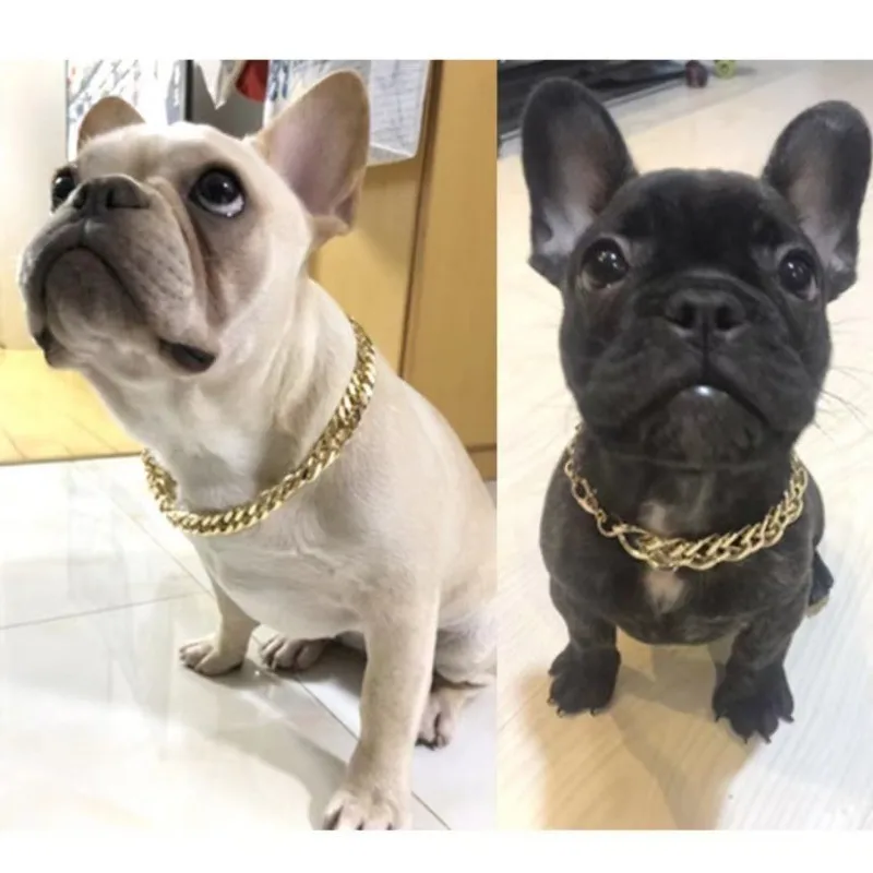 ABS Plastic Dog Collar Chain Diamond Inlay Sparkle Bulldog Necklace Cat Collars Pet Necklace Accessories Small Medium Large Dogs