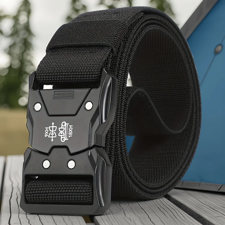 

Новый классический дизайн, модный универсальный тактический ремень с быстрым застежкой-пряжкой, эластичный, для отдыха, тренировок на открытом воздухе, мужской.
