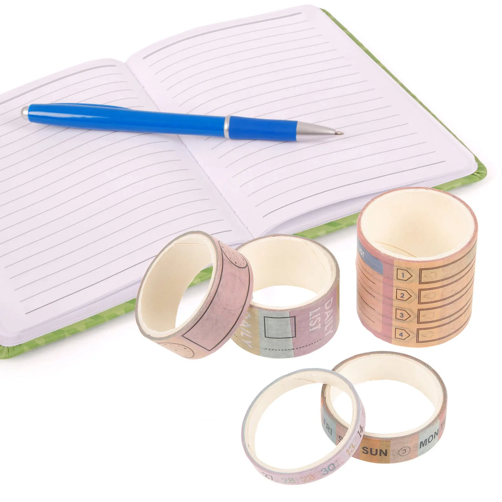 

2pcs 10 Rolls Washi Tape Set Bright Color Diy Calendar Design For Planner Diary Monthly Schedule Writable Paper Tape Craft Decor