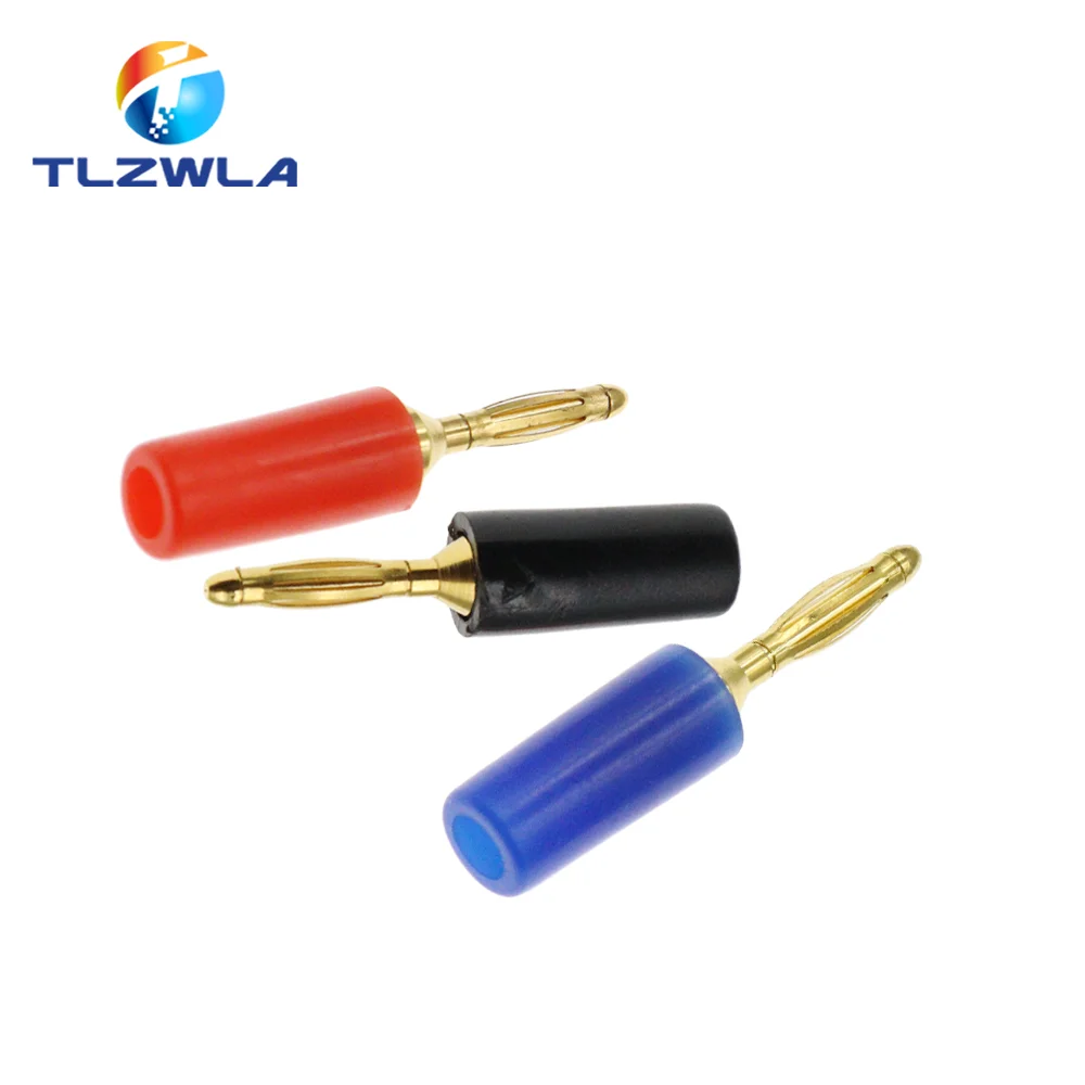 5PCS 2MM Audio Banana Plug Mini Speaker Pure Copper Gold Plated Plug Connector Welded Assembly Experimental Test Cord Head