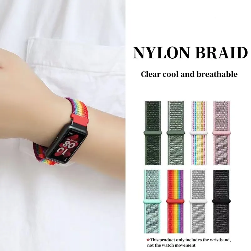 Nylon loop band For Huawei Band 8 Smart Watch Accessories Summer Sport Breathable Adjustable Wristband Bracelet for Huawei Band8