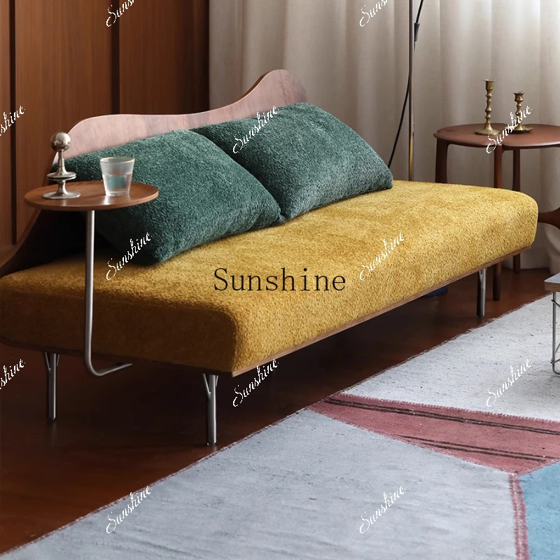 Retro style MCM/Copenhagen/BLON curved wood walnut fabric sofa  FT