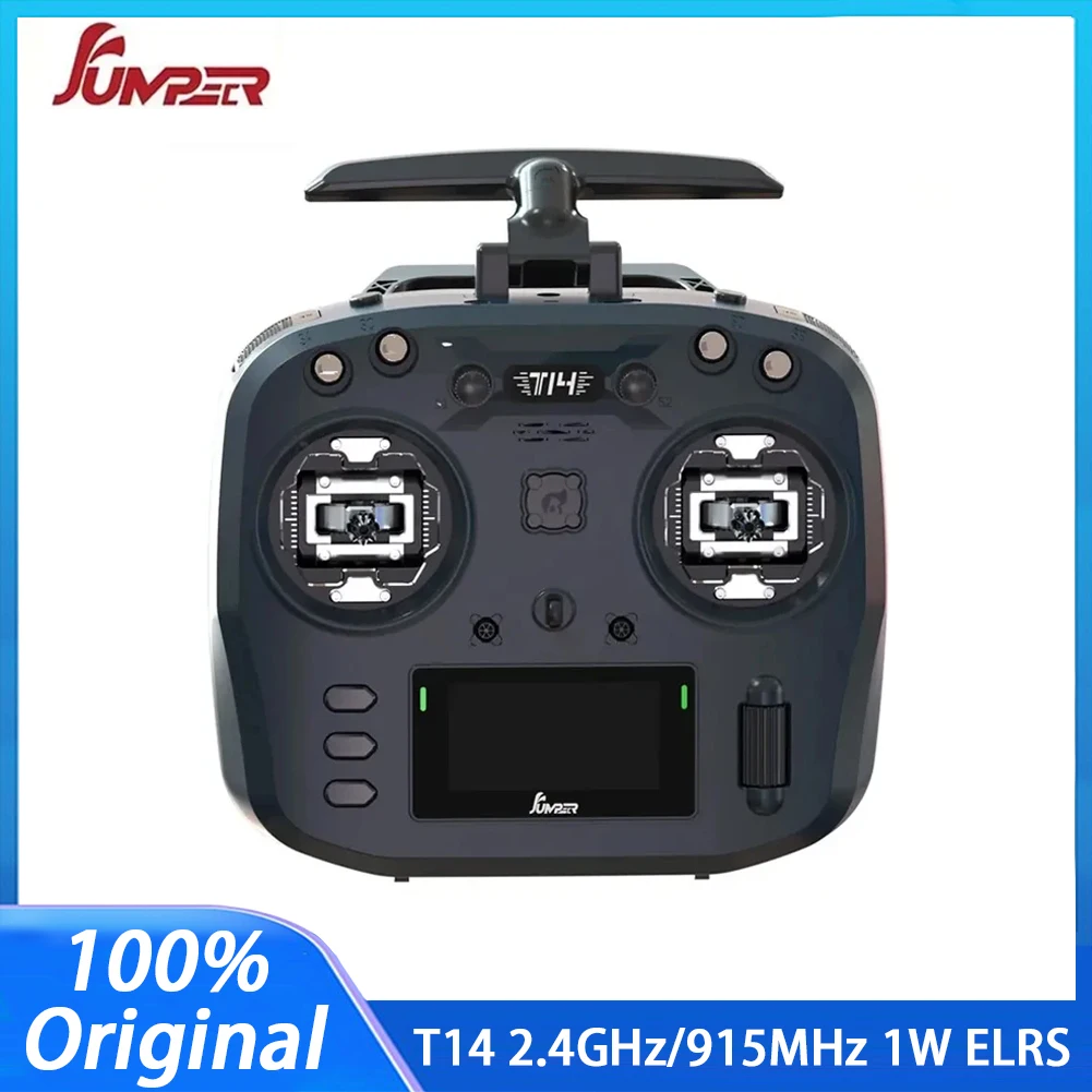 Jumper T14 2,4 GHz/915 MHz 1 W Hochleistungs-ELRS – CNC Hall Gimbals 2,42 Zoll OLED EdgeTX-Sender für FPV Racer und Freestyle-Drohne