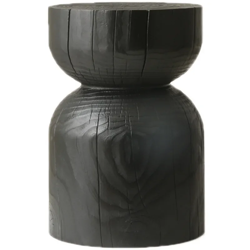 Solid wood pier carbonized black log stool sofa coffee table side table pier
