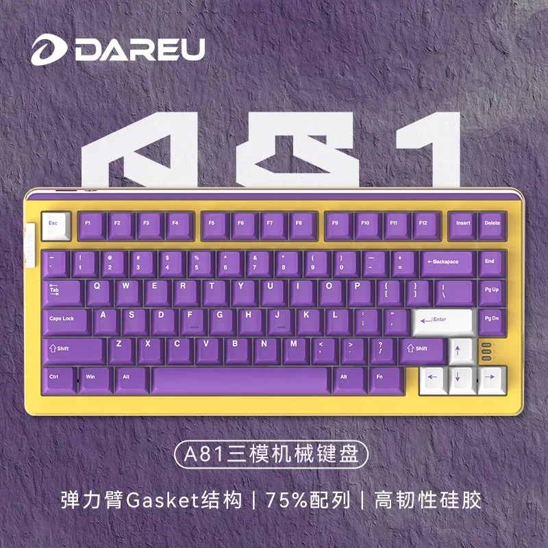 Dareu A81 Gasket Mechanical Keyboard 81keys Typle-c 4000mah White Backlight Pc Transparent Keys Customization Gaming Keyboard