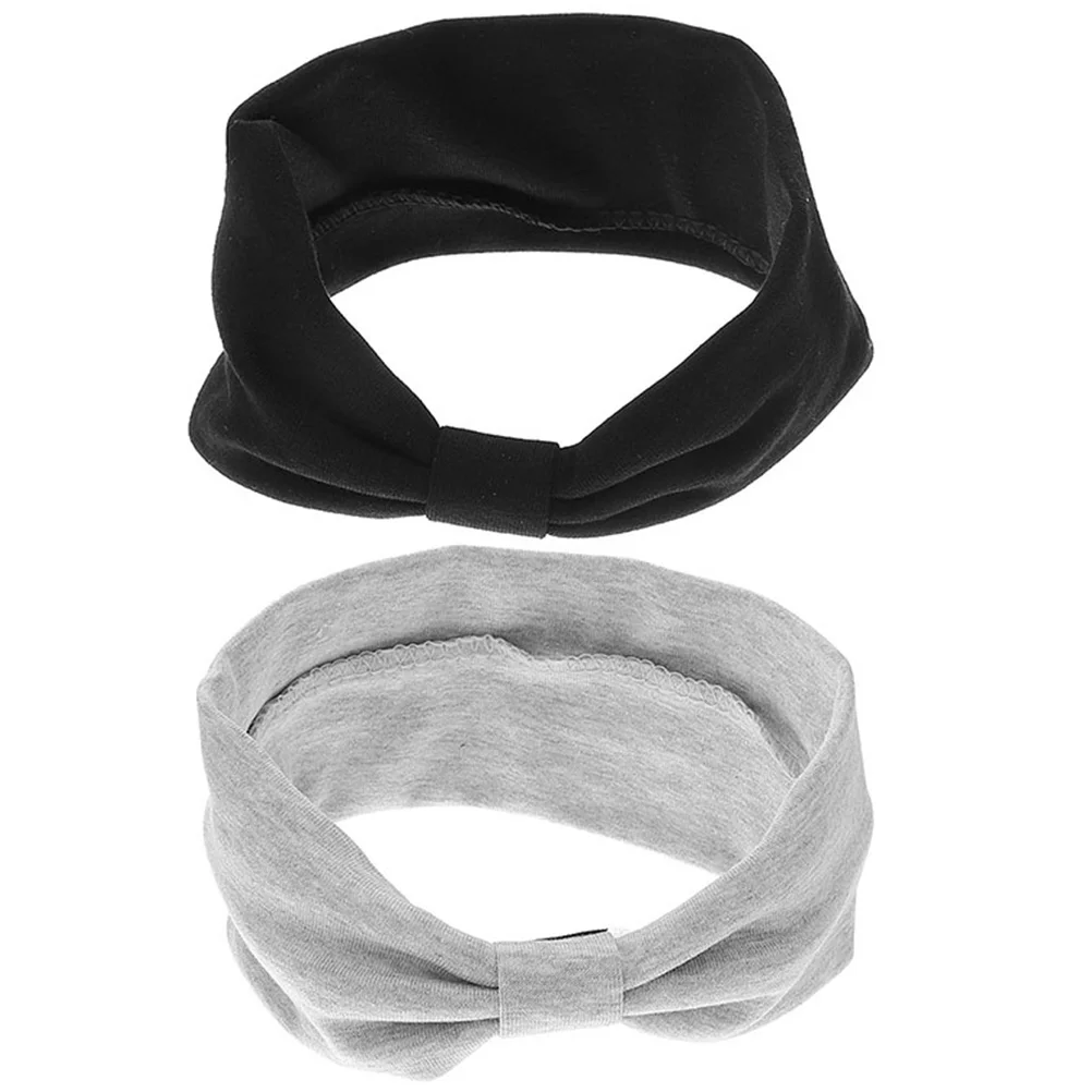

2pcs Elastic Headband Fitness Knot Hairband Women Yoga Scrunchie Cotton Elastic Workout Sweatbands Portable Running