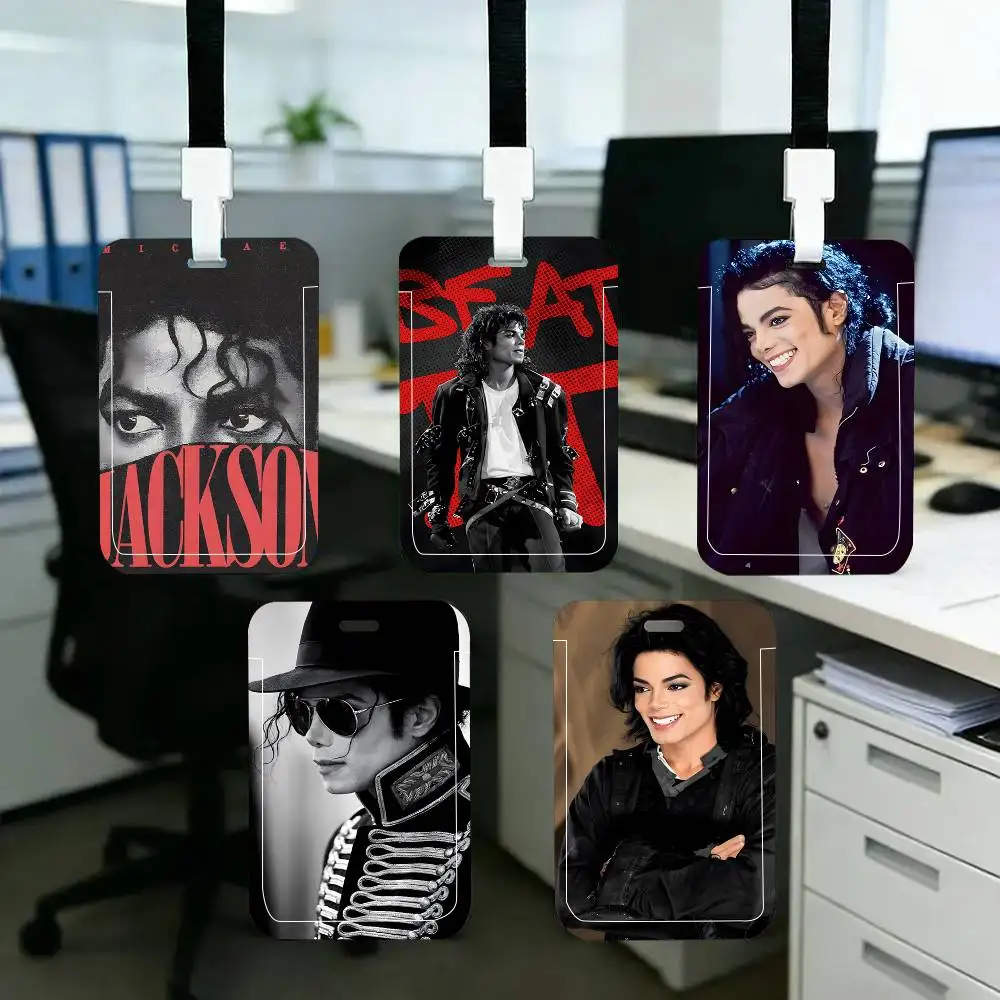 1pc Michael Jackson Vintage ID Card Sleeve School Card Access ID Card Bus Meal Card Protective Sleeve Easy Push