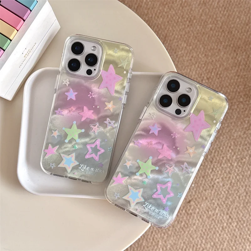 Чехол для телефона Halo-dyeing Cloud Layers Star для iPhone 16 Pro 15 14 13 12 Pro Max, силиконовый противоударный чехол 15 Pro Cute Funda