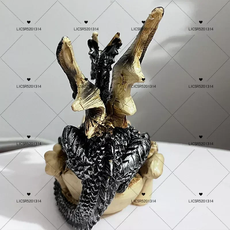 Creative Dragon Skull Entryway Storage Statue Resin Key Storage Tray Retro Fantasy Home Decor Entryway Study Decorative Statue