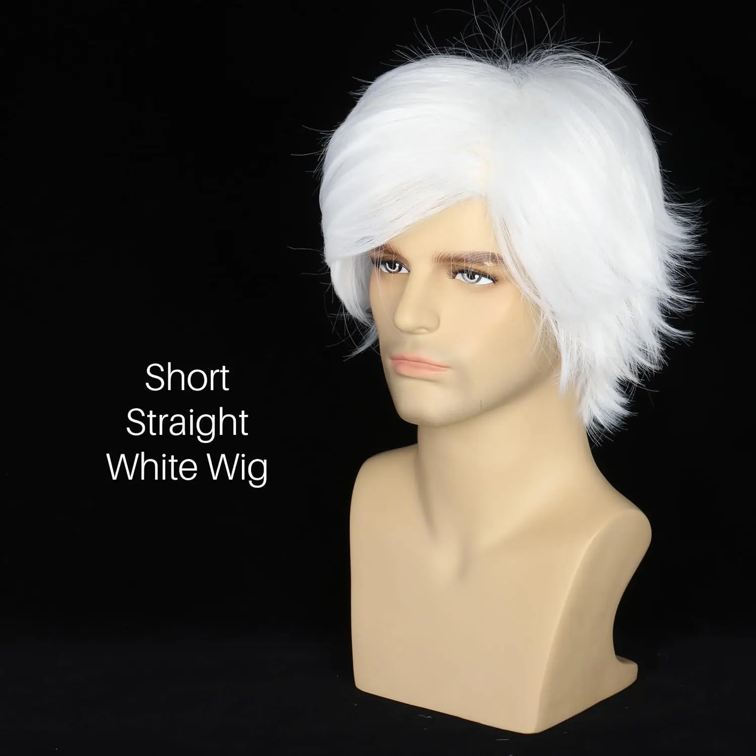 วิกผมคอสเพลย์อนิเมะ ผมยาว ผมสั้น ผมสังเคราะห์ สำหรับฮาโลวีน วิกผมสั้นตรงสีขาว สำหรับคอสเพลย์ฮาโลวีน ผู้ชาย ผู้หญิง