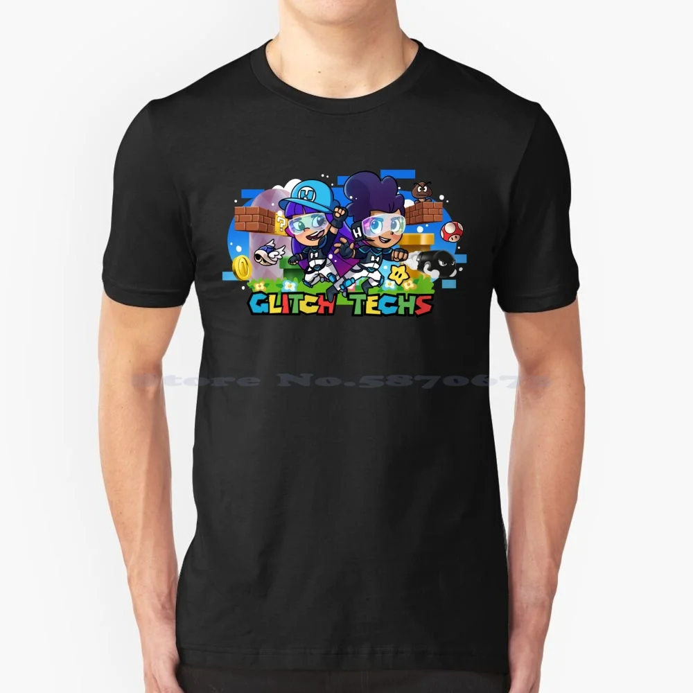 Glitch Techs-T Shirt 100% Cotton Tee Glitch Techs Me Ko Miko Kubota High Five Hector Nieves Hinobi