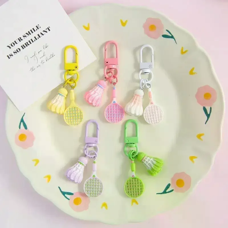 1Pcs Personality Sporty Style Key Ring Simulation Badminton Racket Keychain For Women Men Bag Pendant Souvenir Jewelry Gift