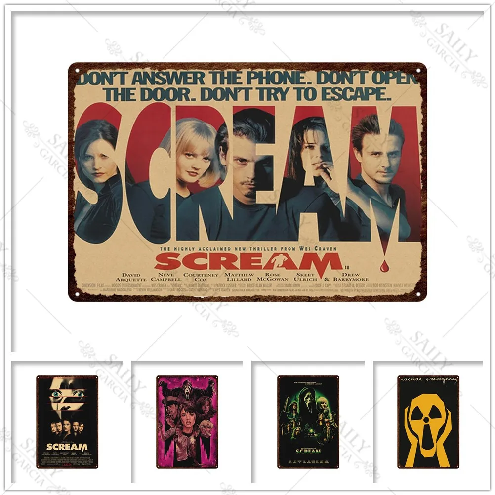 Scream Dead Horror Film Metal Tin Sign Posters Movies American Wall Art Metal Plates Man Cave Pub Bar Sign Metal Decor Plaques