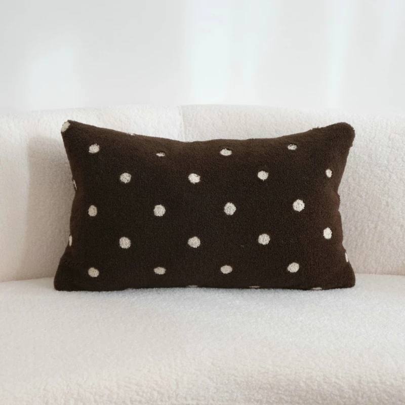 30X50/45X45CM Black White Dot Throw Pillow Cover Middle Ancient Lamb Wool Waist Cushion Cover Decor Home Decorative Pillowcase