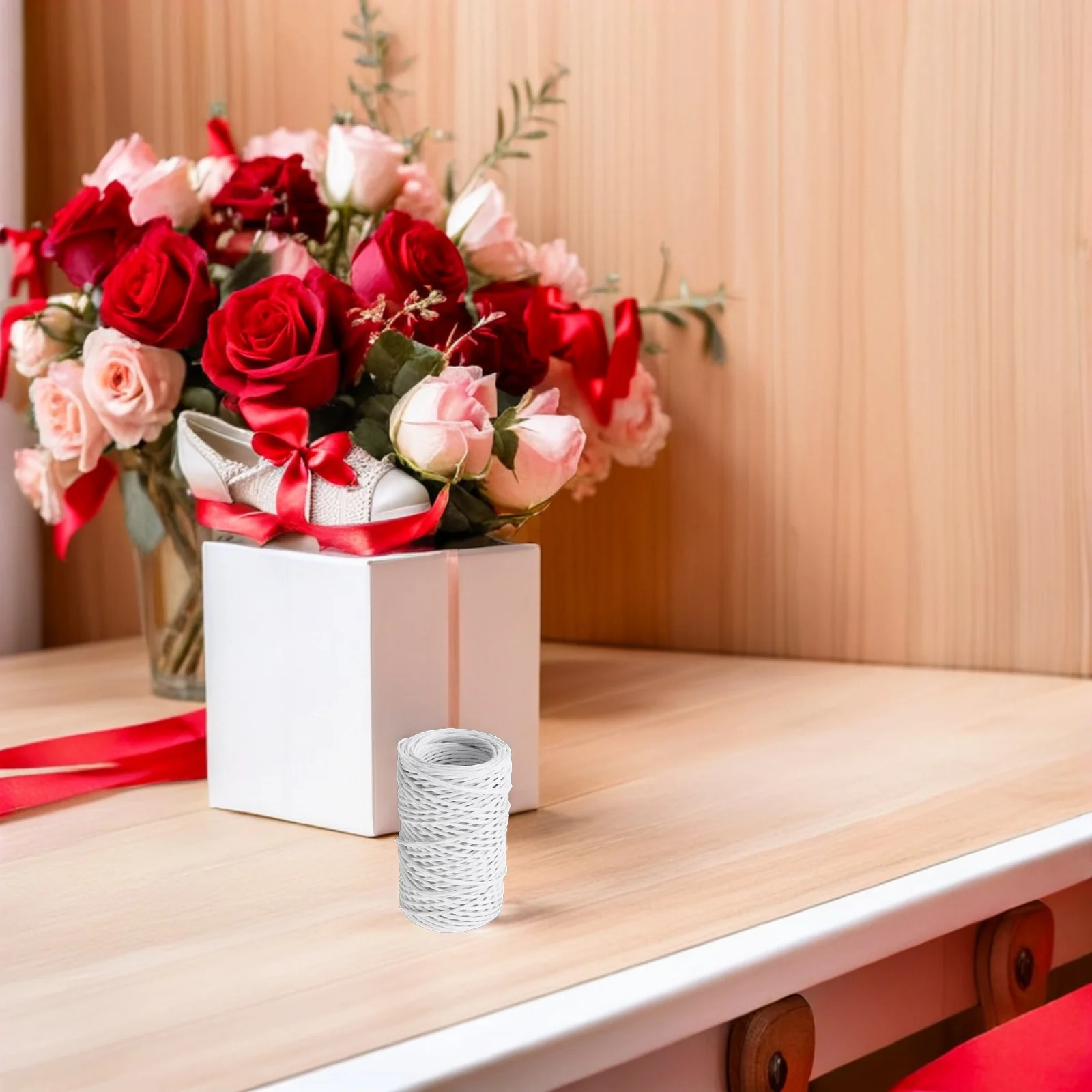 

2pcs 2 Rolls 50M/164Ft 1Mm Paper Covered Floral Wire For Flower Arrangement Garden Ties Bouquet Packing Wedding Decoration Craft