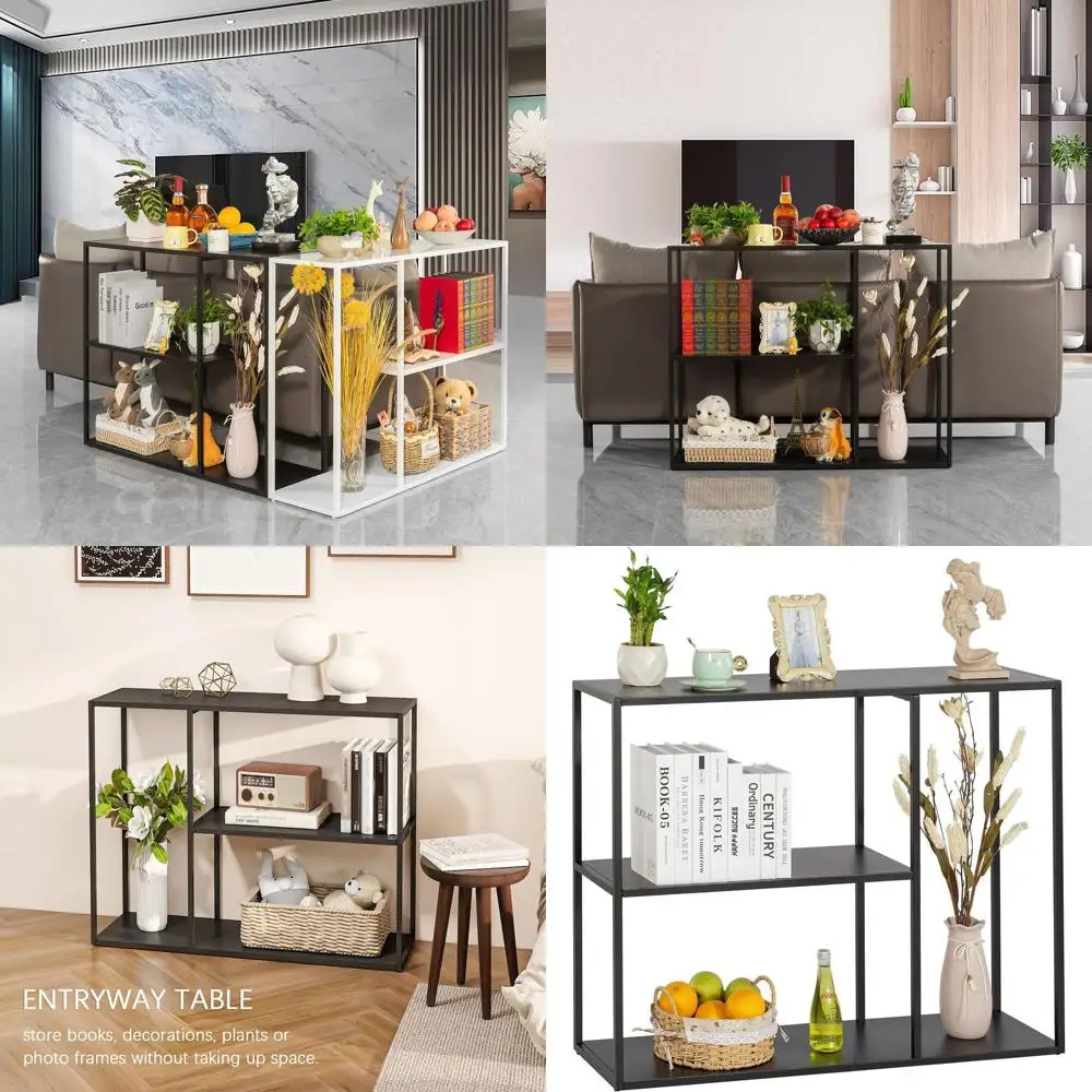 

Black 3-Tier Slim Console Table for Entryway, 11.8 Deep x 39.4 Wide x 31.5 High