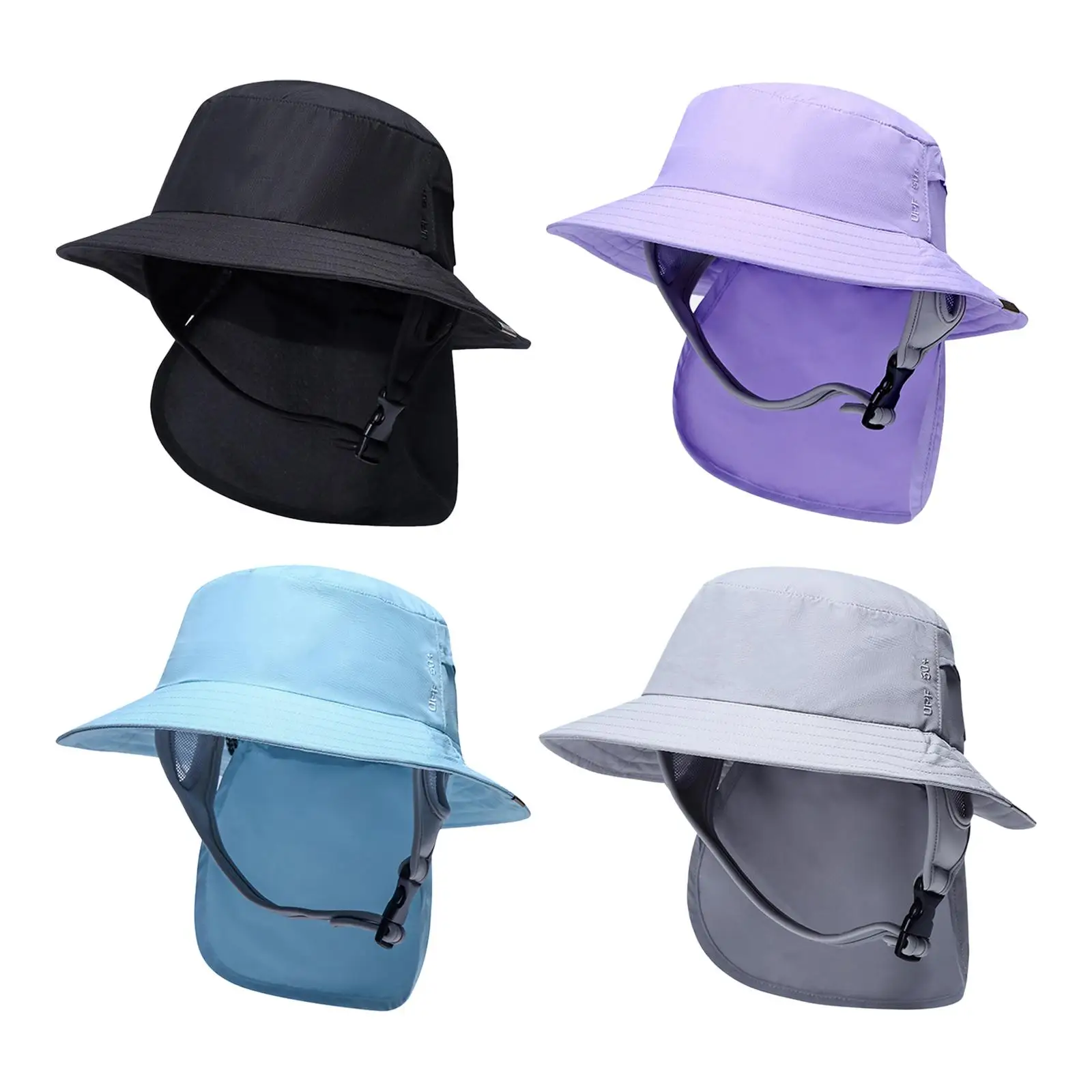 

Portable Surf Bucket Hat Neck Cover Visor for Surfing Boating Beach,Surf Bucket Hat with Chin Straps Watersports Camping Outdoor