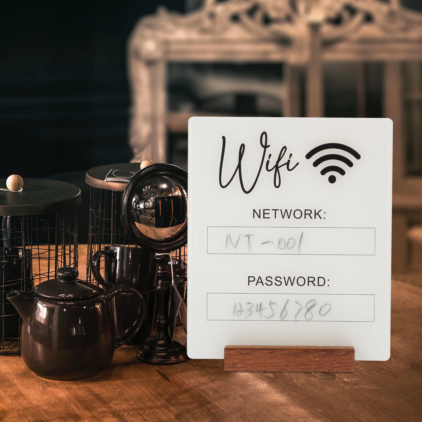Acrylic Wifi Password Sign Board Clear Scratch Resistant Table Top Display For Home Hotel Restaurant Guest Room Decor Network