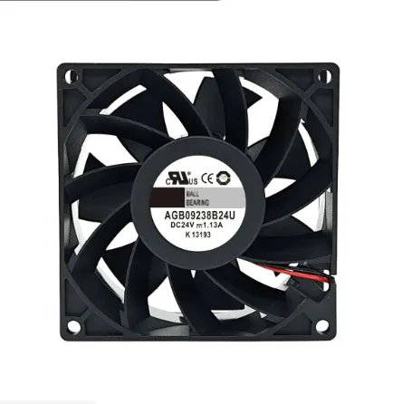 

92mm x 92mm x 38mm Fan AGB09238B24U DC 24V 1.13A 9238 Brushless Cooling Fan 2-Wire High Speed Axial Fan for Server Cabinet Indus