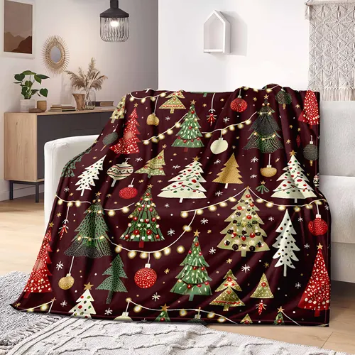 크리스마스 트리 극세사 담요, 매우 부드러운 던지기 담요, 침대 침대보 소파 장식, 캠핑 피크닉 겨울 따뜻한 담요 