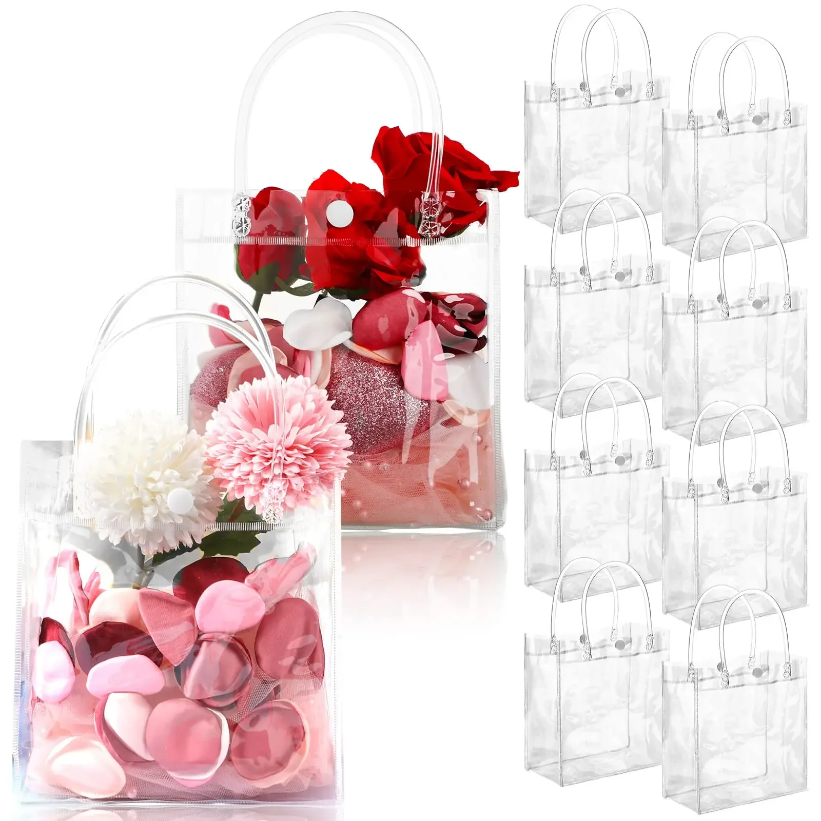 12pcs transparent gift bags,holiday gift bags, weddings, parties gifts wrappers,Waterproof Bag Reusable PVC Clear Handbag