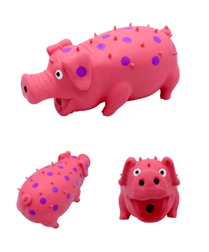 Squeaky Pig Dog Toys Dots Latex Dog Chew Toys with a Oinks Sound Durable Squeaker Grunting Pig Dog Squeeze Toy