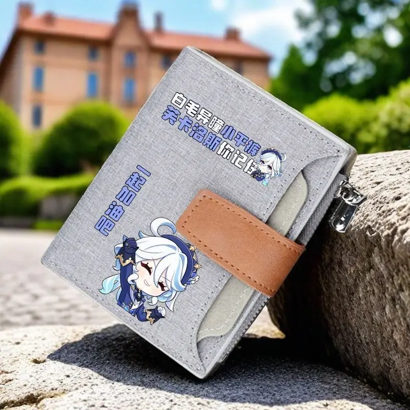 

Anime Game Genshin Impact Merchandise Fuka Carlos Short Cartoon Wallet Multi-Card Slot Student Card Holder Rabbit Velvet Texture