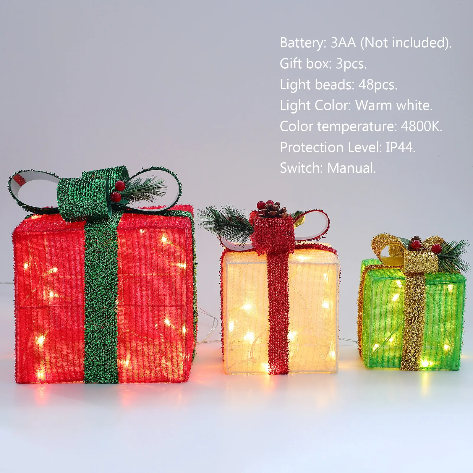 Christmas Decorative Gift Box Lamp String Classic Xmas String Lights Festival Atmosphere LED Lighting for Party Tree